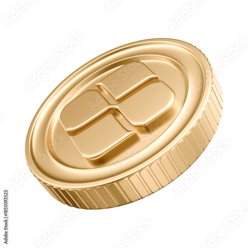 3D Element - Gold Coin with Pix Symbol - Isolated Background