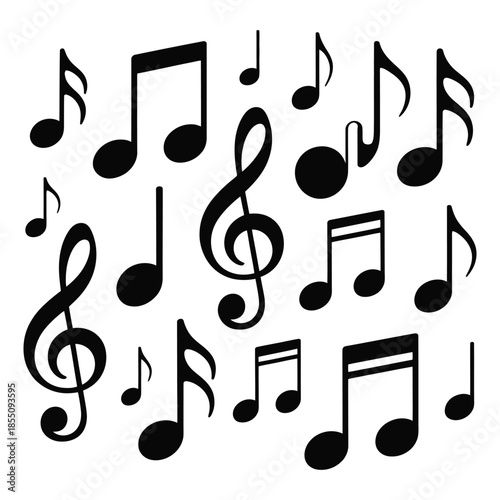 Musical Notes Collection Vector Set of Assorted Sizes and Shapes Ideal for Music Related Designs Scores Compositions Concerts Performances