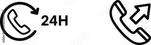 24 hour customer service phone icons for support and hotline
