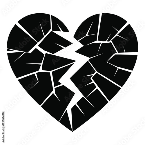 Symbol Of Broken Heart Representing Heartbreak And Lost Love Shattered Heart Design Illustrating Emotional Pain And Relationship Endings Heartbroken Romance