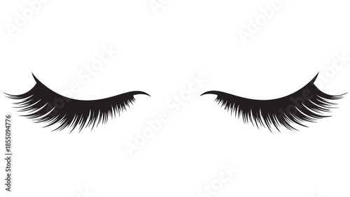 Long Eyelashes Vector Illustration or Eyelash Extensions