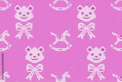 Knitted seamless pattern with bear