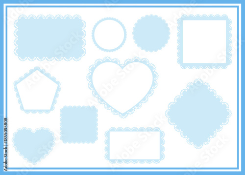 Simple blue lace frame set, tag, label