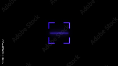 Digital scanning icon in neon showing biometric fingerprint scan for high-tech access verification visuals.  
