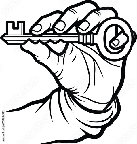 hand holding a large old fashioned metal key