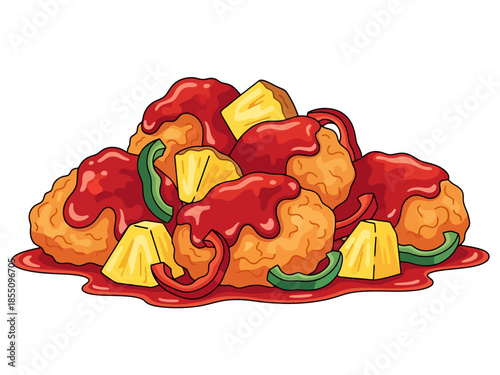 Appetizing Sweet and Sour Pork Dish with Pineapple and Peppers