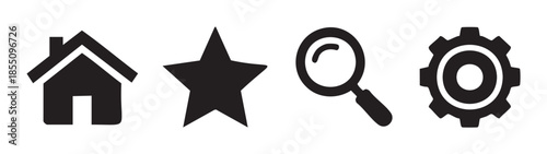 House star magnifying glass gear icons are essential user interface elements for navigation, search, favorites, and settings in modern digital applications.