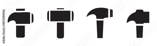 Various hammer tool icons representing construction and repair work, showcasing different types of essential equipment for building and DIY projects.