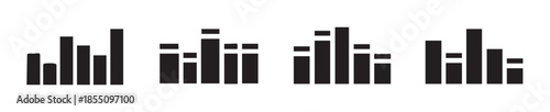 Audio equalizer bars visually representing sound frequency levels and data analysis in a clean digital interface for modern technology and progress.
