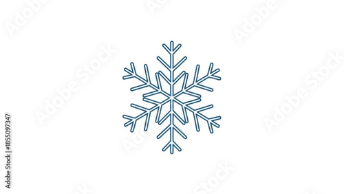 Delicate blue snowflake design element on white background for winter graphics, frosty themes, and seasonal decoration