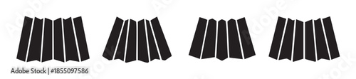 Abstract pleated shapes arranged in four distinct groups create a modern, minimalist pattern with a dynamic, rhythmic visual appeal, perfect for design projects.