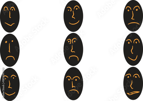Emotive faces illustrations
