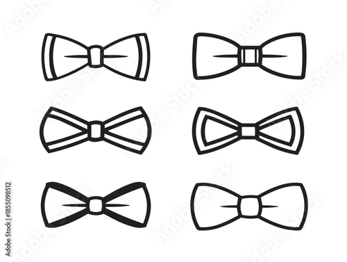 Beautiful bow tie vector icons with an elegant minimalist line art