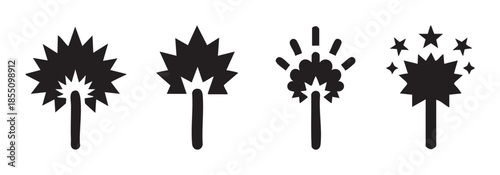 Sparkler icons set with various festive explosion designs, perfect for celebrating holidays, events, and special occasions with a touch of light and joy.