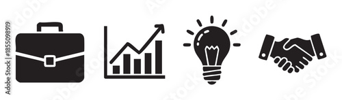 Business icons representing career, financial growth, innovative ideas, and successful partnerships are essential for modern enterprises.