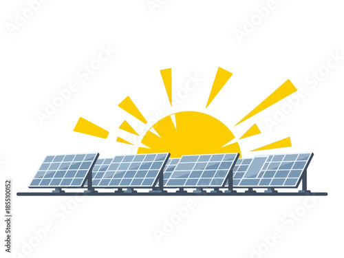Solar panel array capturing the sun's energy, representing renewable power and a clean future