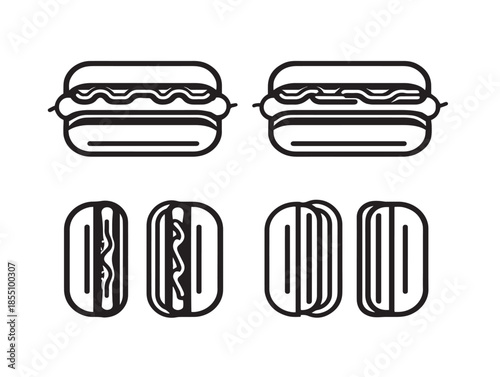 Nice hot dog vector icons with a gorgeous minimalist line art design