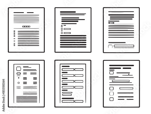 Stunning minimalist invoice icon collection in an elegant two dimensional style