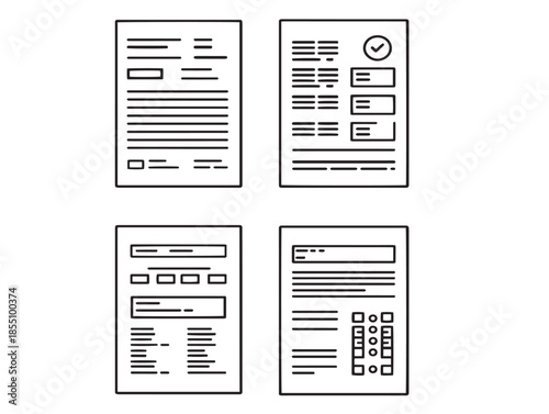 Nice set of invoice icons in a beautiful minimalist two dimensional line art