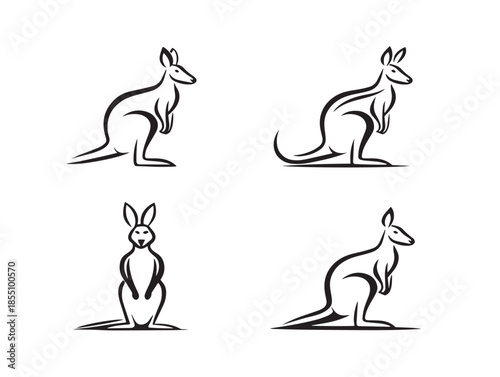 Nice minimalist kangaroo animal icons with beautiful and clean two dimensional art