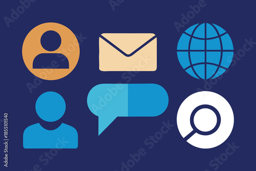 Contact Icons Set – Minimal Vector Communication Symbols