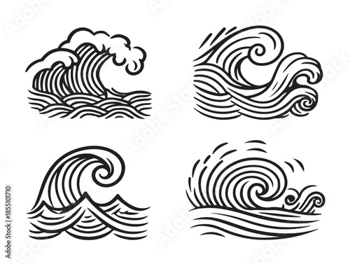 A gorgeous and nice collection of stunning ocean wave icons for graphics