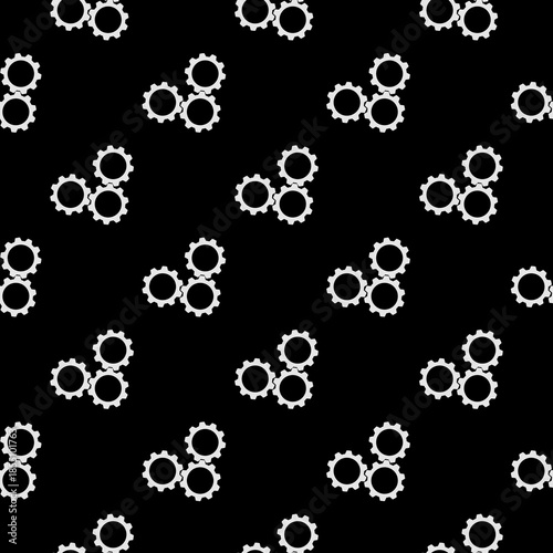 Gears simple seamless pattern isolated on black background