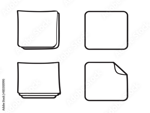 A beautiful and nice set of elegant post it note minimalist vector icons