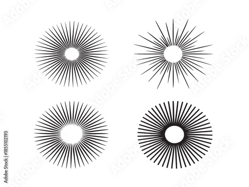 A clean and elegant set of stunning rays themed minimalist line art icons