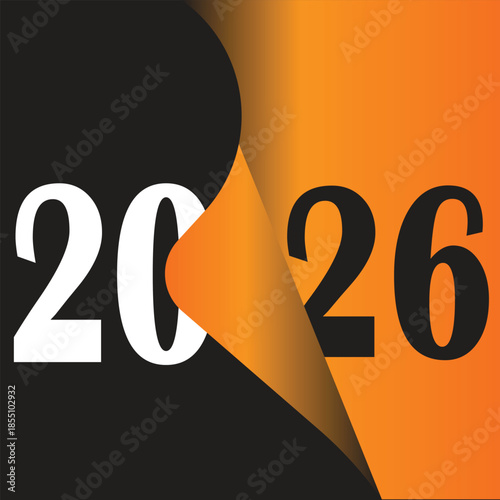 Happy New Year 2026 Paper Peel Effect Vector Illustration