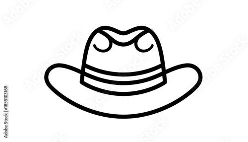 Iconic Cowboy Hat Line Art Illustration.