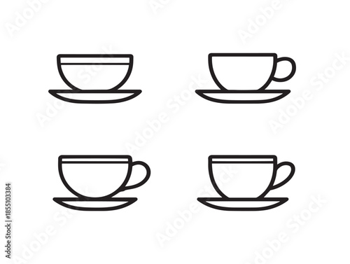 Elegant Series of Simple and Modern Tea Cup Beverage Vector Icons