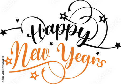 Happy New Year icon. Lettering text for Happy New Year.