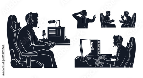 Business professionals in various meeting and presentation settings