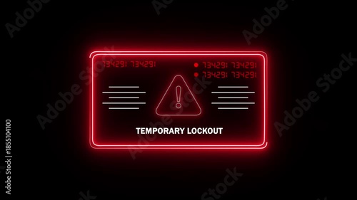  temporary lockout Alert. Warning security breach computer hacking warning message hacked Warning symbol on the screen privacy protection data hacking malware virus Danger sign.4k video
