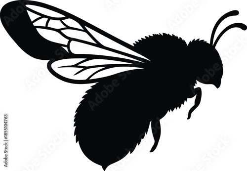 Bumblebee Silhouette Vector Illustration on White Background