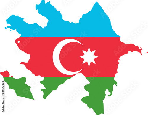 Azerbaijan Map with National Flag Masked