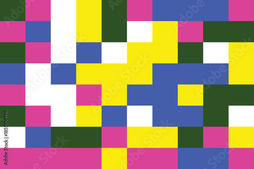 Vibrant pixel art design with colorful geometric shapes and patterns