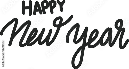 Happy New Year icon. Lettering text for Happy New Year.