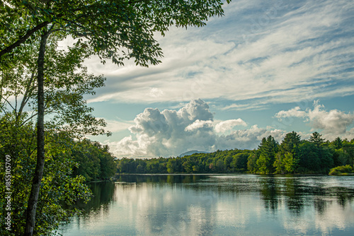 Penobscot River and mountains in Baxter State Park along the Golden Road, Millinocket, Maine