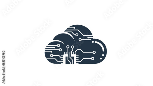 Digital Cloud Computing Technology Circuit Board Icon.
