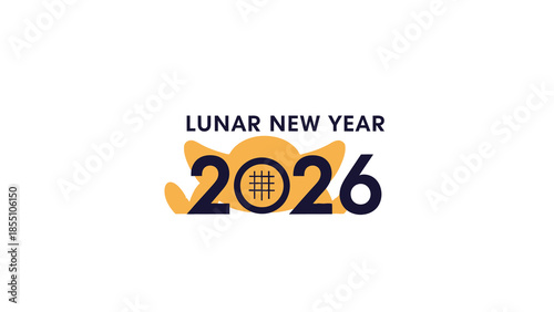 Lunar New Year 2026 celebration graphic with gold ingot symbol.