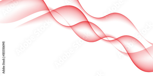 Abstract Red Wave Flow Background on White, Smooth Transparent Curves. Suit for banner, web, poster, pamflet, brochure and presentation