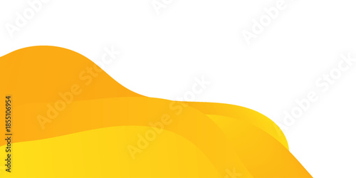 Abstract Yellow Wave Background on White with Smooth Modern Shapes. creative element design