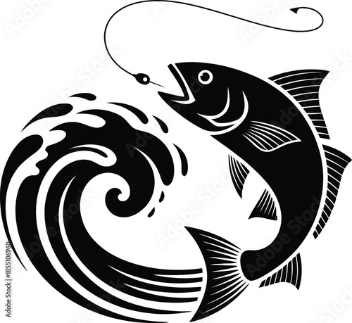 Salmon Jumping From Water Swirl