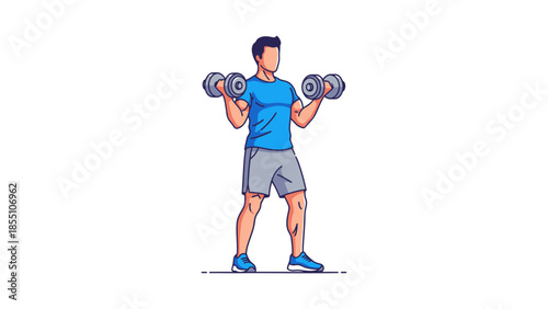 A man is lifting dumbbells to build arm muscles.
