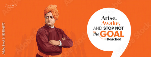 Swami Vivekananda Jayanti National Youth Day Inspirational Tribute Design on 12 January for Social Media Post, Web Banner, Poster, and Print