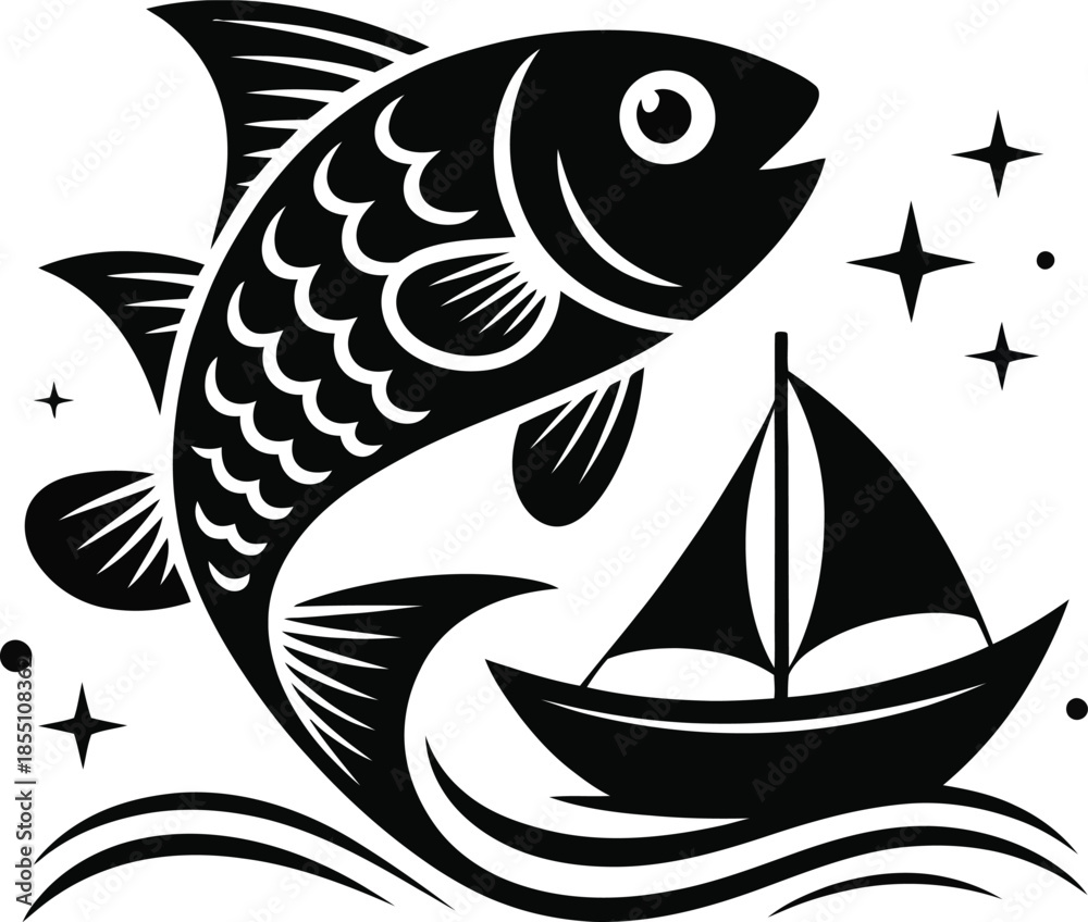 Obraz premium Fisherman Angling Under Pine Trees