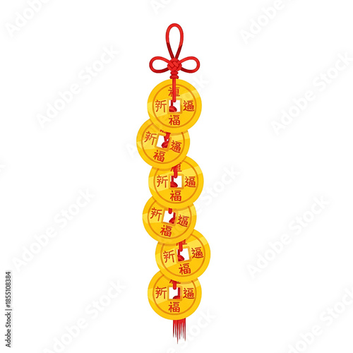 Traditional Chinese Good Luck Charm with Lucky Coins for Prosperity and Fortune