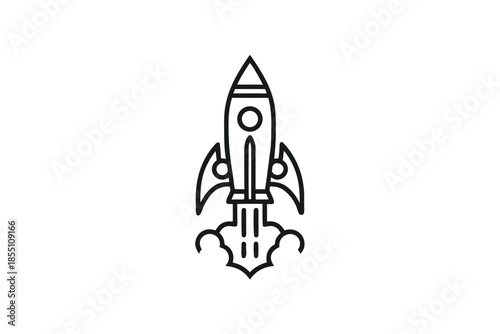 Rising rocket launching smoke trails leaving behind using thin lines on transparent background